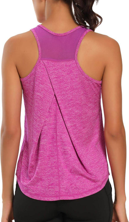 Aeuui Womens Workout Tops for Women Racerback Tank Tops Mesh Yoga Shirts Athletic Running Tank Tops Sleeveless Gym Clothes - zenfulharmony.com