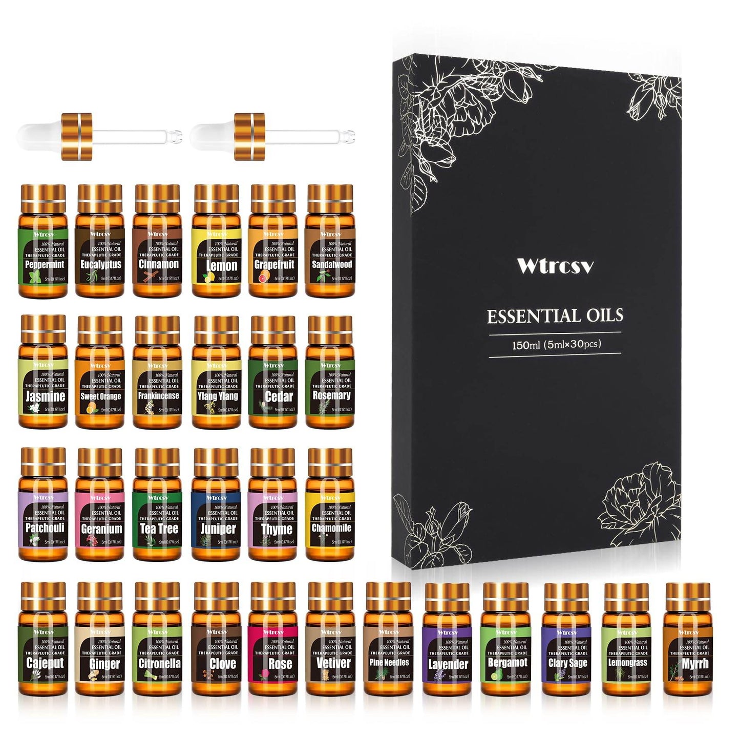 Essential Oils Set -Essential Oils - 100% Natural Essential Oils-Perfect for Diffuser, Humidifier,Aromatherapy, Massage,Skin & Hair Care,30x5 ml(0.17fl.oz - zenfulharmony.com