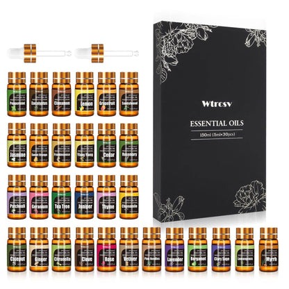 Essential Oils Set -Essential Oils - 100% Natural Essential Oils-Perfect for Diffuser, Humidifier,Aromatherapy, Massage,Skin & Hair Care,30x5 ml(0.17fl.oz - zenfulharmony.com