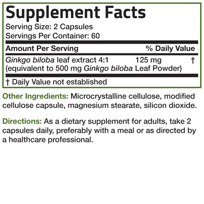 Bronson Ginkgo Biloba Extra Supports Brain Function & Memory Support, 120 Vegetarian Capsules - zenfulharmony.com