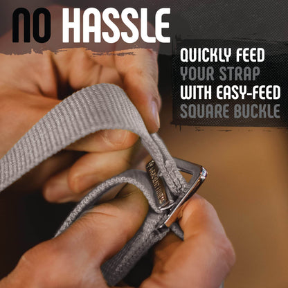 Gradient Fitness Yoga Strap, Friction-Less Easy-Feed Buckle, Yoga Straps for Stretching, Super Soft Cotton/Polyester Blend Webbing, Yoga band, Free eGuide. (8 Feet) Gray - zenfulharmony.com