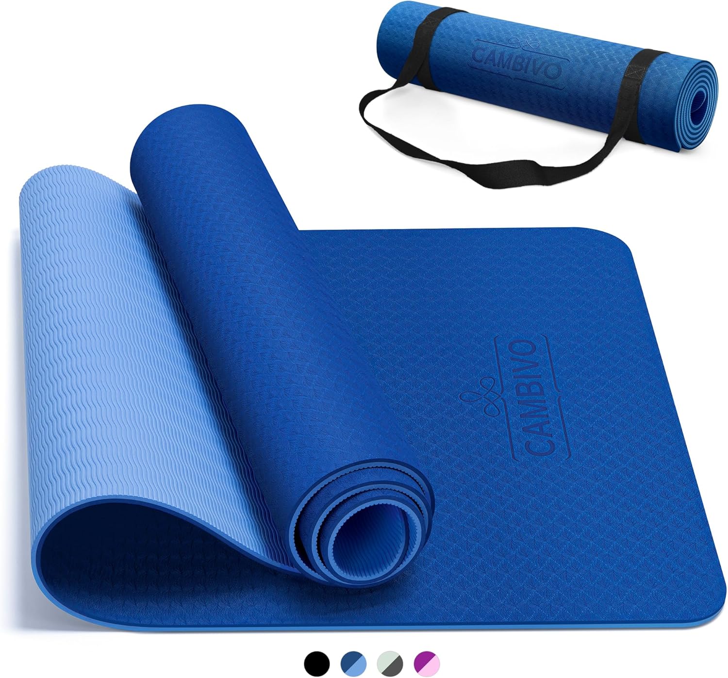 CAMBIVO Yoga Mat for Women Men Kids, 1/3 & 1/4 & 2/5 Inch Extra Thick Yoga Mat Non Slip, 72" x 24" TPE Yoga Mats, Workout Mat with Carrying Strap for Yoga, Pilates and Floor Exercises - zenfulharmony.com