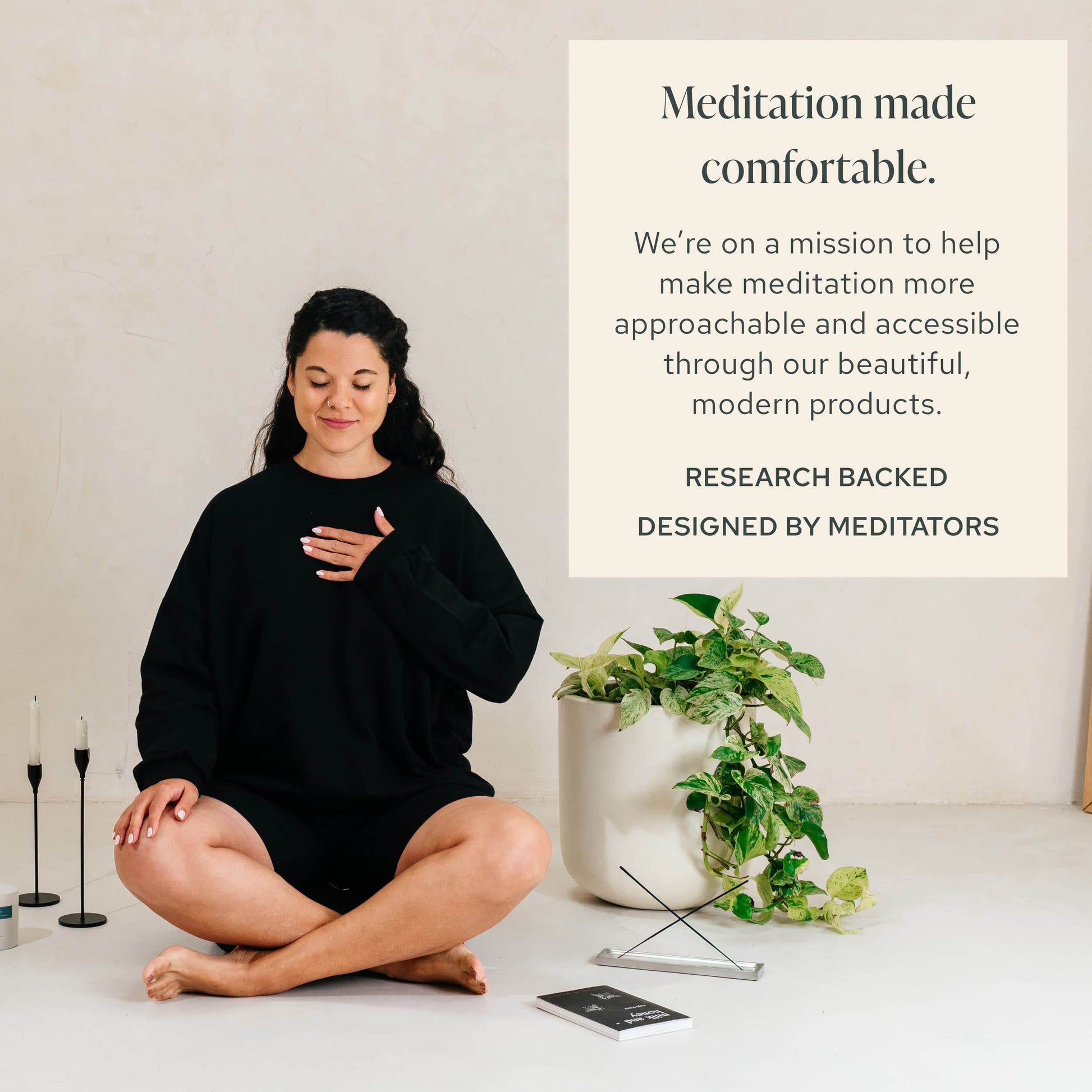 Mindful & Modern Large Meditation Cushion | Zafu Yoga Bolster Meditation Floor Pillow Seat | Buckwheat Hull Filled Crescent Shaped Cushion with Removable Washable Cover + Carry Handle (Minimal Black) - zenfulharmony.com