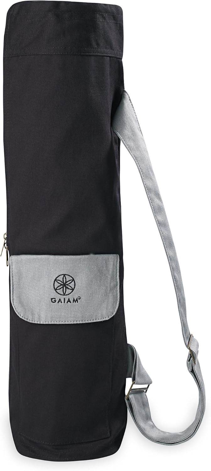 Gaiam Cargo Yoga Mat Bag, Full-Zipper Yoga Mat Carrier with Adjustable Strap, Front & Exterior Phone Pocket with Earbuds Slit, Stylish & Functional Fitness Mat Holder for Women & Men - zenfulharmony.com