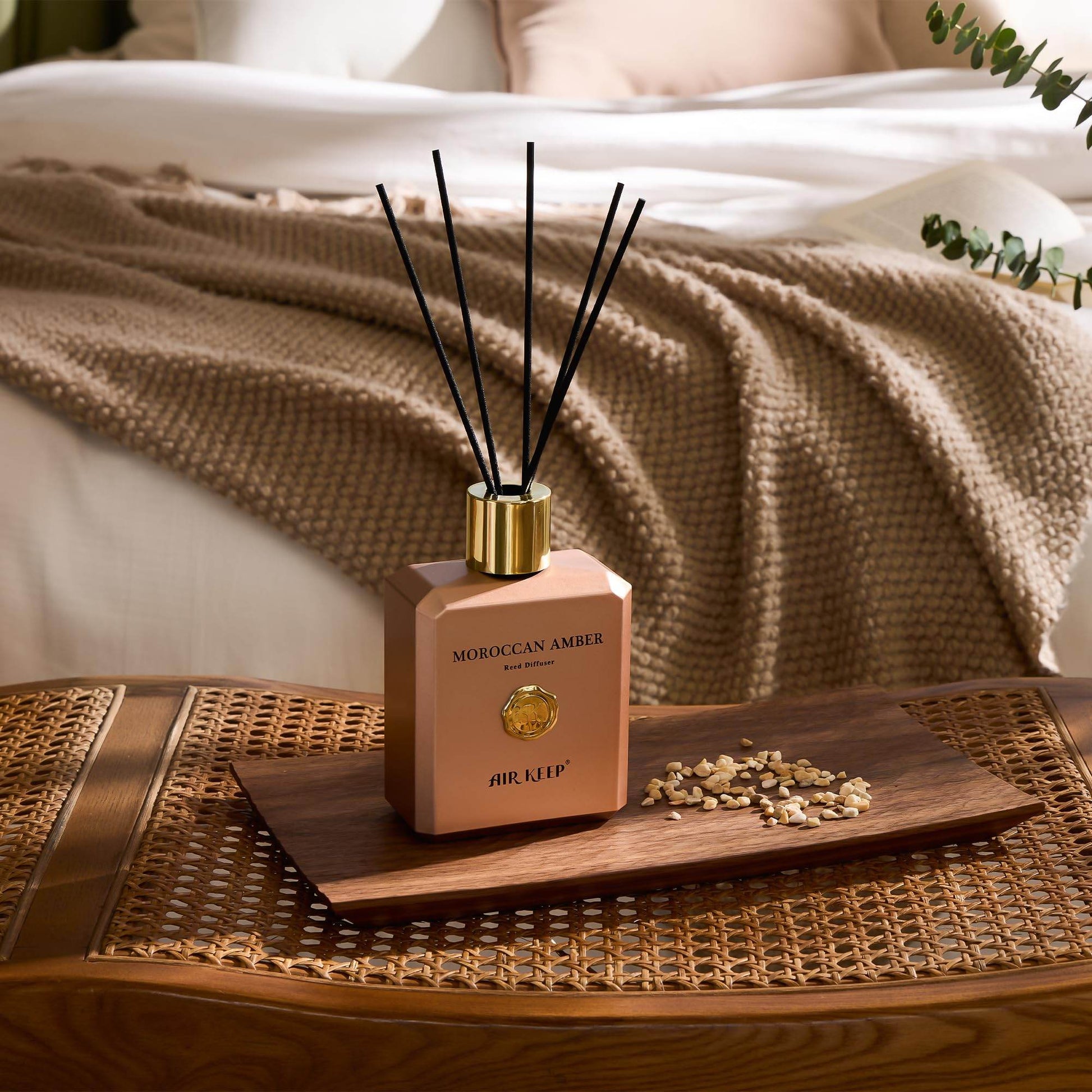 Airkeep Reed Diffuser Set -10.15 oz(300ml) Moroccan Amber Fragrance Diffuser, Luxury Aromatherapy Reed Diffuser, Scented Oil Diffuser with Reed Sticks for Home&Office Decor, Fragrance and Gifts - zenfulharmony.com