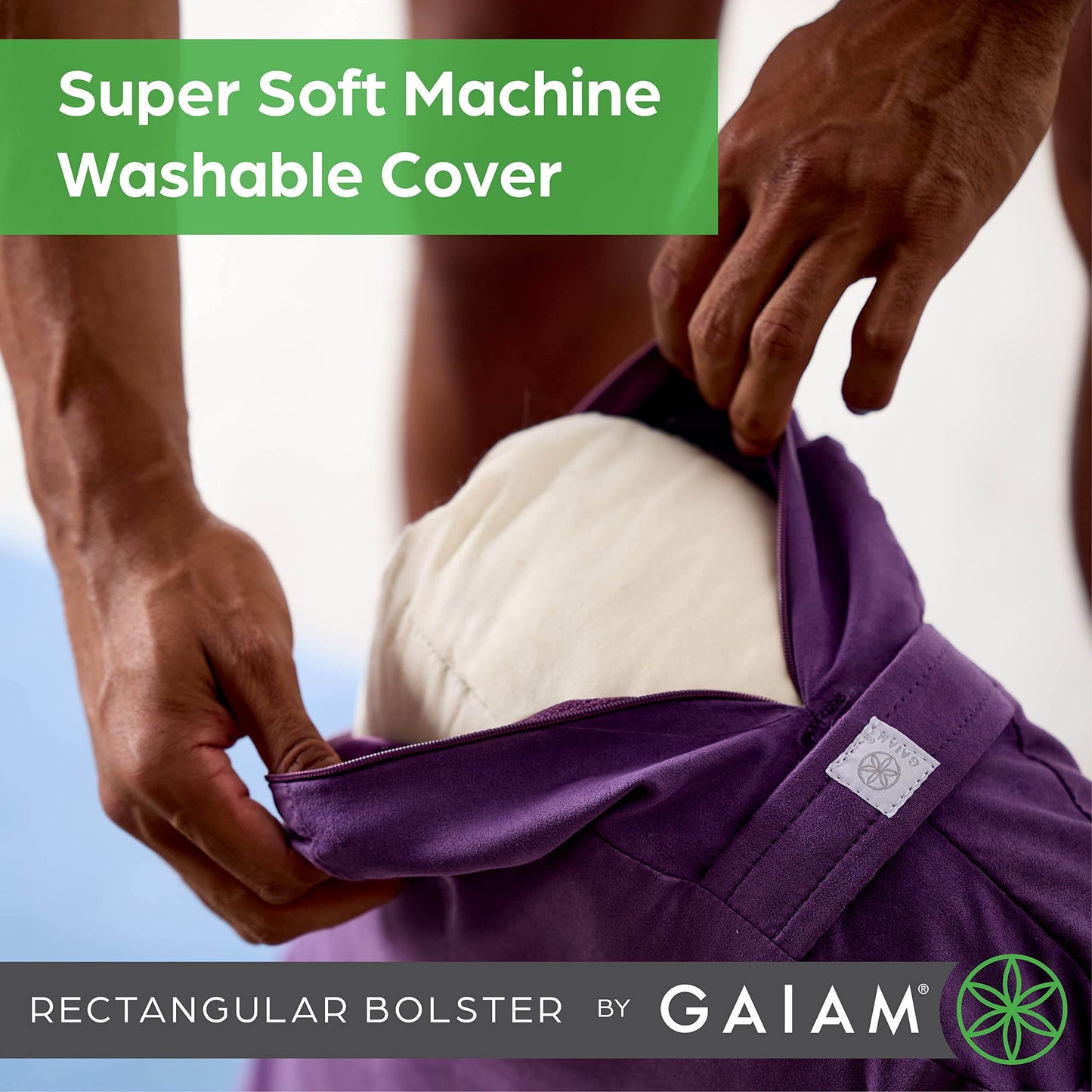 Gaiam Yoga Bolster - Long, Rectangular Meditation Pillow - Supportive Cushion for Restorative Yoga and Sitting on the Floor - Built-In Carrying Handle - Machine Washable Cover' - zenfulharmony.com