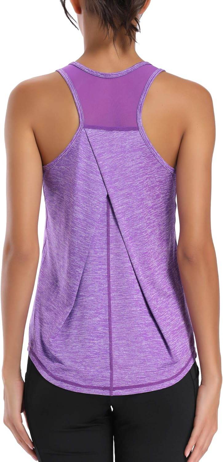 Aeuui Womens Workout Tops for Women Racerback Tank Tops Mesh Yoga Shirts Athletic Running Tank Tops Sleeveless Gym Clothes - zenfulharmony.com