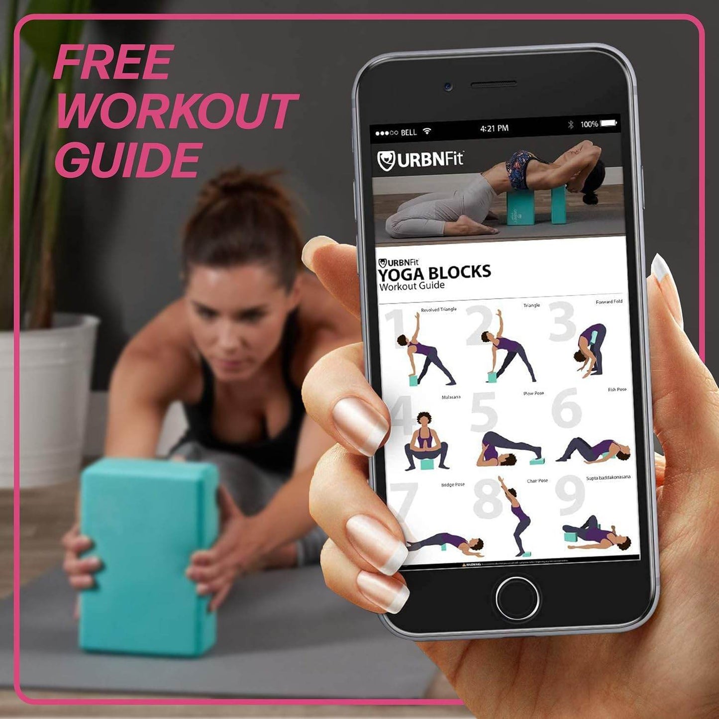 URBNFit Yoga Blocks 2 Pack - Sturdy Foam Yoga Block Set with Strap for Exercise, Pilates Workout, Stretching, Meditation, Stability - High Density Non Slip Brick, Fitness Accessories - zenfulharmony.com