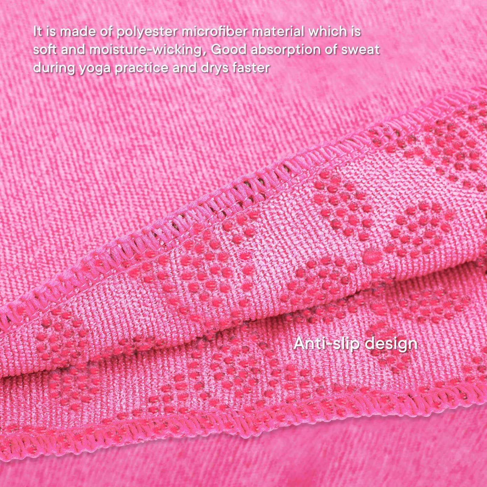 Yuilgdo Yoga Towels, Non Slip Hot Yoga Mat Towel with Grip Dots,Super-Absorbent Soft Microfiber Yoga Blanket for Pilates, Fitness and Workout 72inch x 24inch (Hot Pink) - zenfulharmony.com