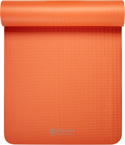 Gaiam Essentials Thick Yoga Mat Fitness & Exercise Mat with Easy-Cinch Yoga Mat Carrier Strap, 72"L x 24"W x 2/5 Inch Thick - zenfulharmony.com