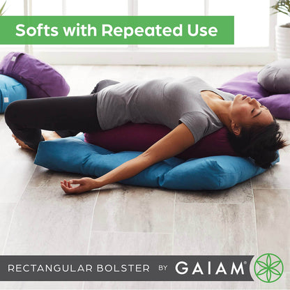 Gaiam Yoga Bolster - Long, Rectangular Meditation Pillow - Supportive Cushion for Restorative Yoga and Sitting on the Floor - Built-In Carrying Handle - Machine Washable Cover' - zenfulharmony.com