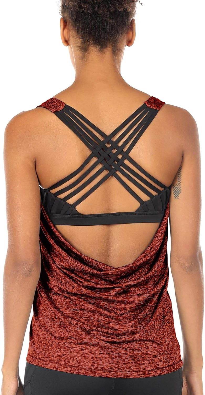 icyzone Women's Open Back Workout Athletic Yoga Tank Tops with Built in Bra - zenfulharmony.com