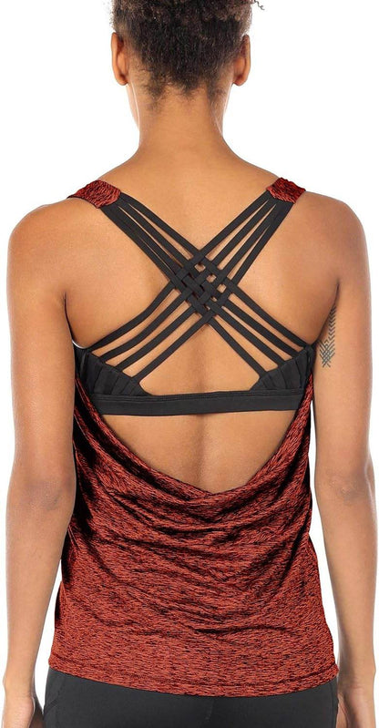 icyzone Women's Open Back Workout Athletic Yoga Tank Tops with Built in Bra - zenfulharmony.com