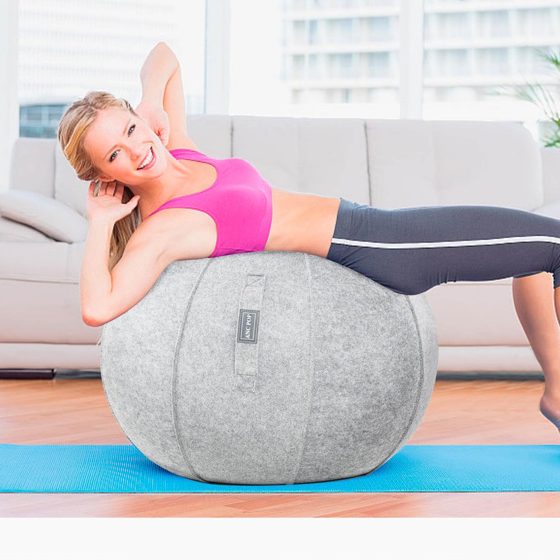 ANC POP Yoga Ball Exercise Ball, Anti Slip Stability Ball Chair, 25” Heavy Duty Large Gym Ball for Fitness, Balance and Core Workout with Cover, Easy Clean - zenfulharmony.com