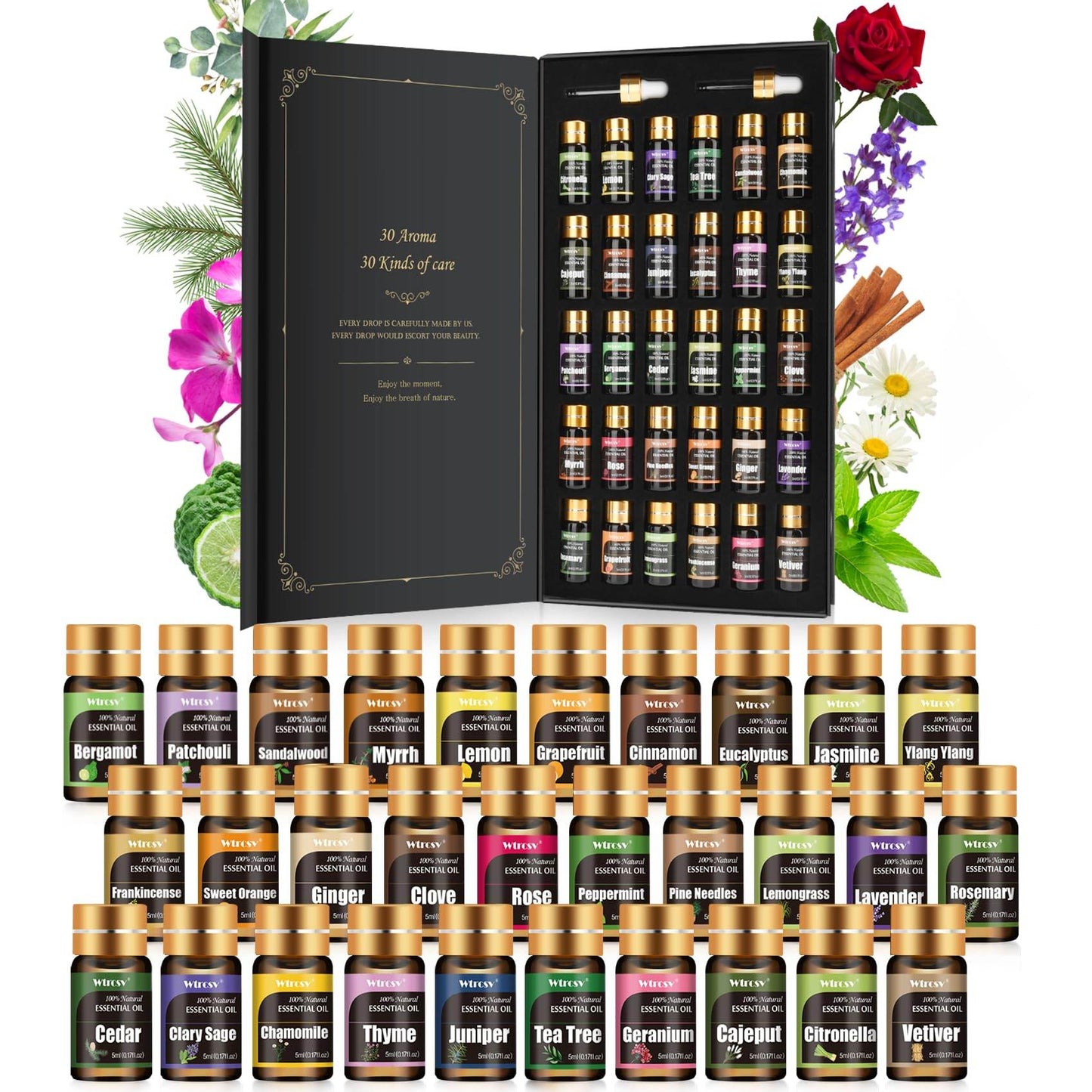 Essential Oils Set -Essential Oils - 100% Natural Essential Oils-Perfect for Diffuser, Humidifier,Aromatherapy, Massage,Skin & Hair Care,30x5 ml(0.17fl.oz - zenfulharmony.com
