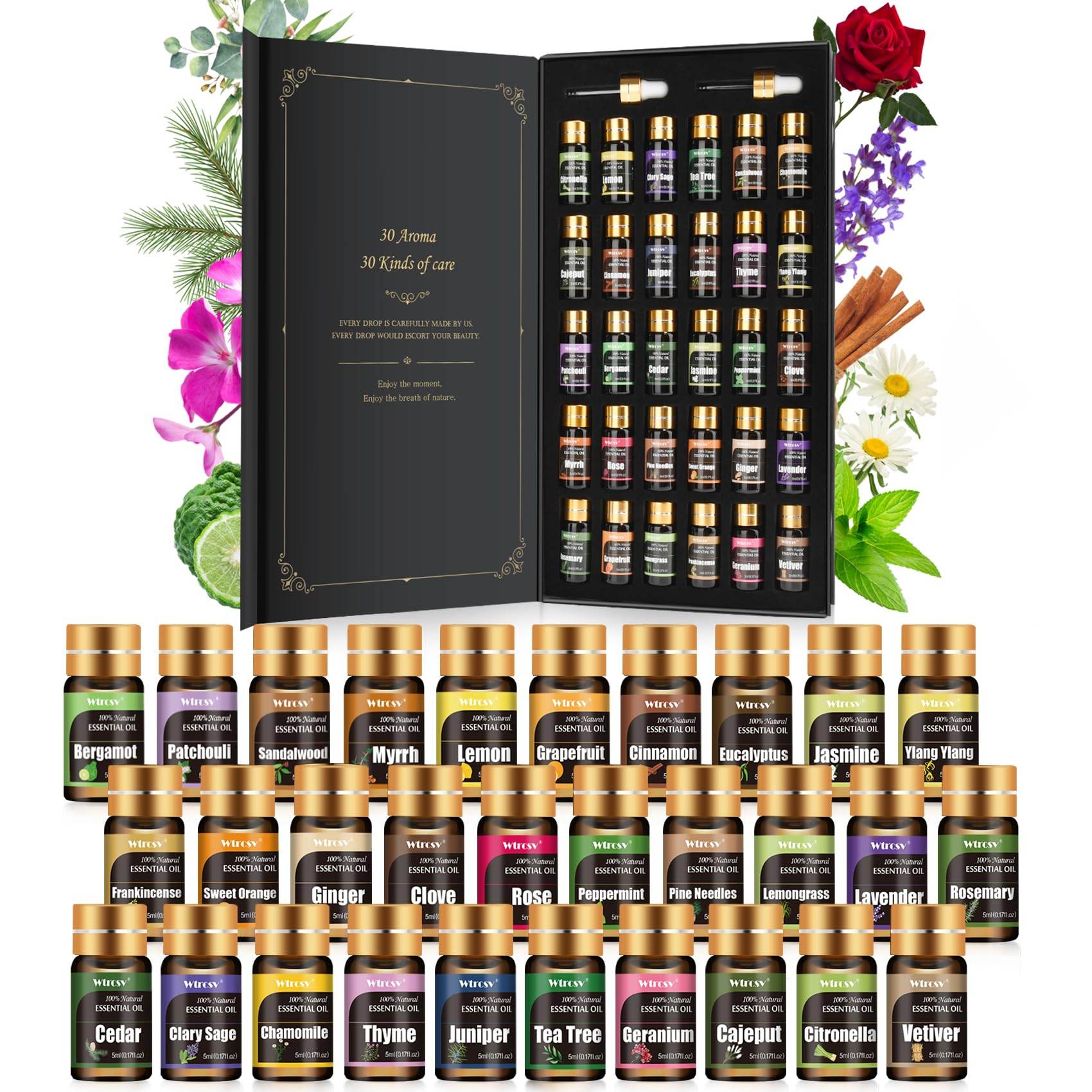 Essential Oils Set -Essential Oils - 100% Natural Essential Oils-Perfect for Diffuser, Humidifier,Aromatherapy, Massage,Skin & Hair Care,30x5 ml(0.17fl.oz - zenfulharmony.com