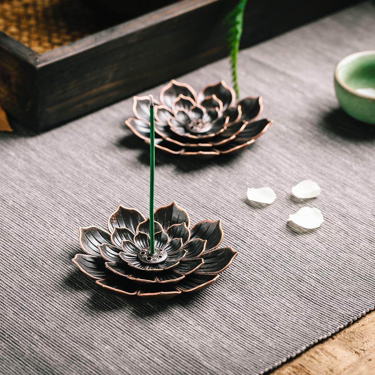 GARMOLY Incense Burner, Incense Holder for Sticks, Brass Lotus Incense Stick Holder and Detachable Ash Catcher - zenfulharmony.com
