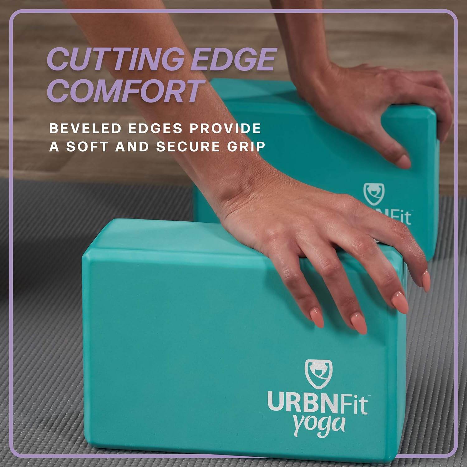URBNFit Yoga Blocks 2 Pack - Sturdy Foam Yoga Block Set with Strap for Exercise, Pilates Workout, Stretching, Meditation, Stability - High Density Non Slip Brick, Fitness Accessories - zenfulharmony.com