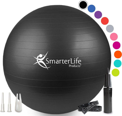 SmarterLife Exercise Ball Yoga Ball for Fitness, Balance, Stability, or Pregnancy, Gym Ball for Core Workout, Physical Therapy, Yoga Ball Chair for Office, Anti-Slip Anti-Burst - zenfulharmony.com