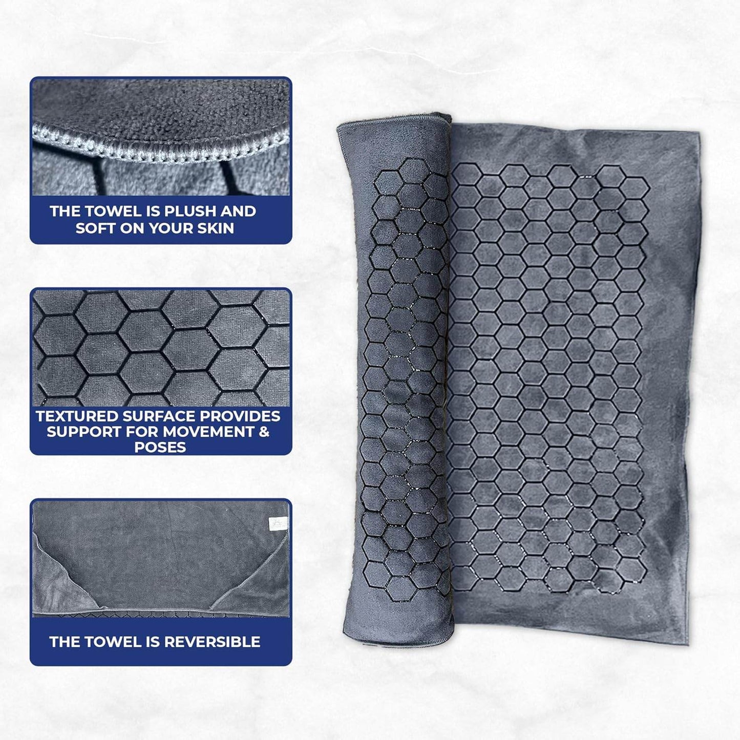 Hot Yoga Mat Towel - Yoga Mat Non Slip w/Honeycomb Design | Easy to Carry Hot Yoga Towel | Perfectly Sized Non Slip Yoga Mat 73” x 26” | Soft & Durable Hot Yoga Towels - zenfulharmony.com