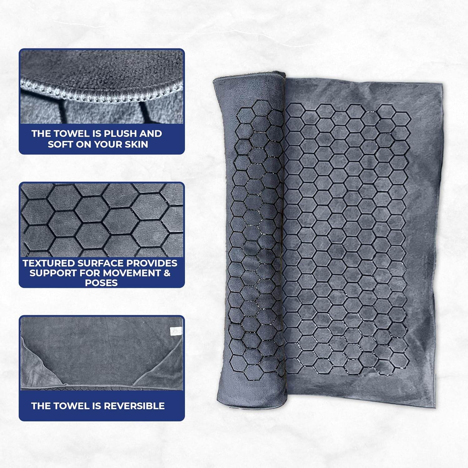 Hot Yoga Mat Towel - Yoga Mat Non Slip w/Honeycomb Design | Easy to Carry Hot Yoga Towel | Perfectly Sized Non Slip Yoga Mat 73” x 26” | Soft & Durable Hot Yoga Towels - zenfulharmony.com