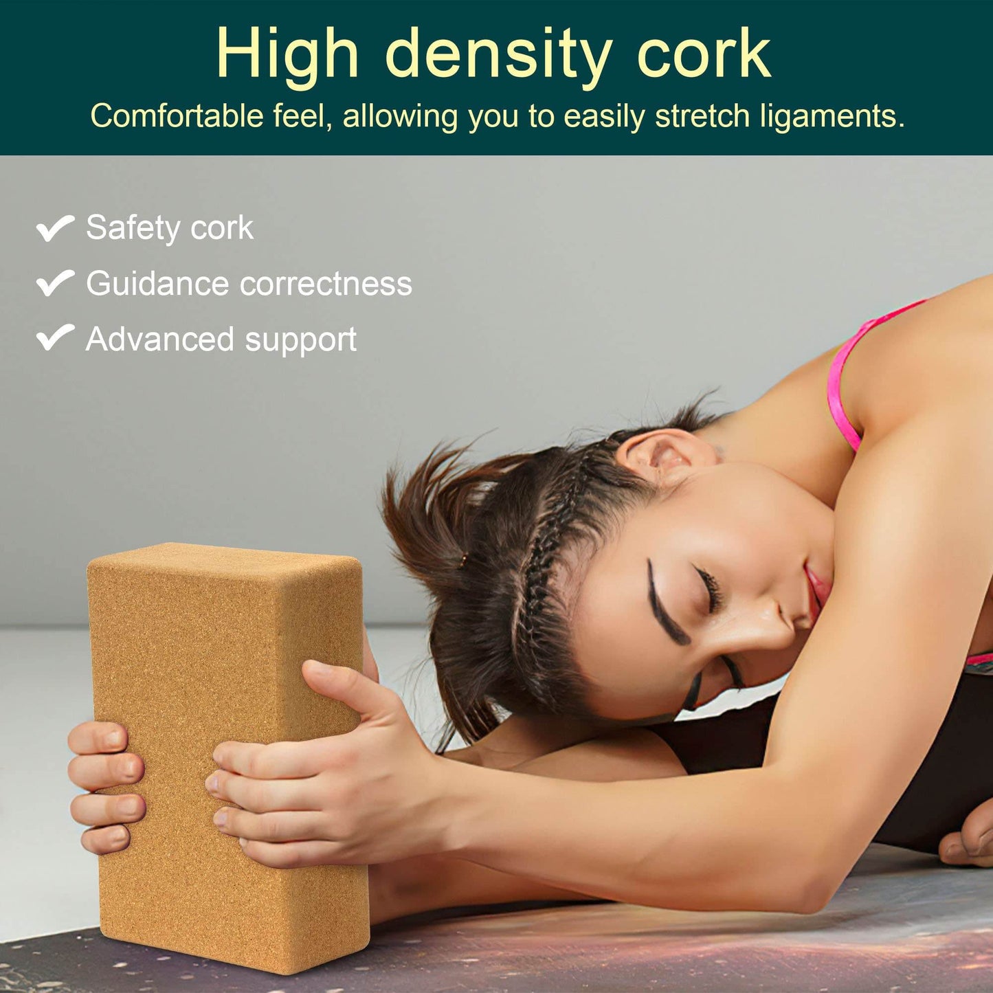 CREHNIL High Density Cork Wood Yoga Blocks 2 Pack Pilates Soft Brick Workout Handstand Set 9x6x3 (Cork) - zenfulharmony.com