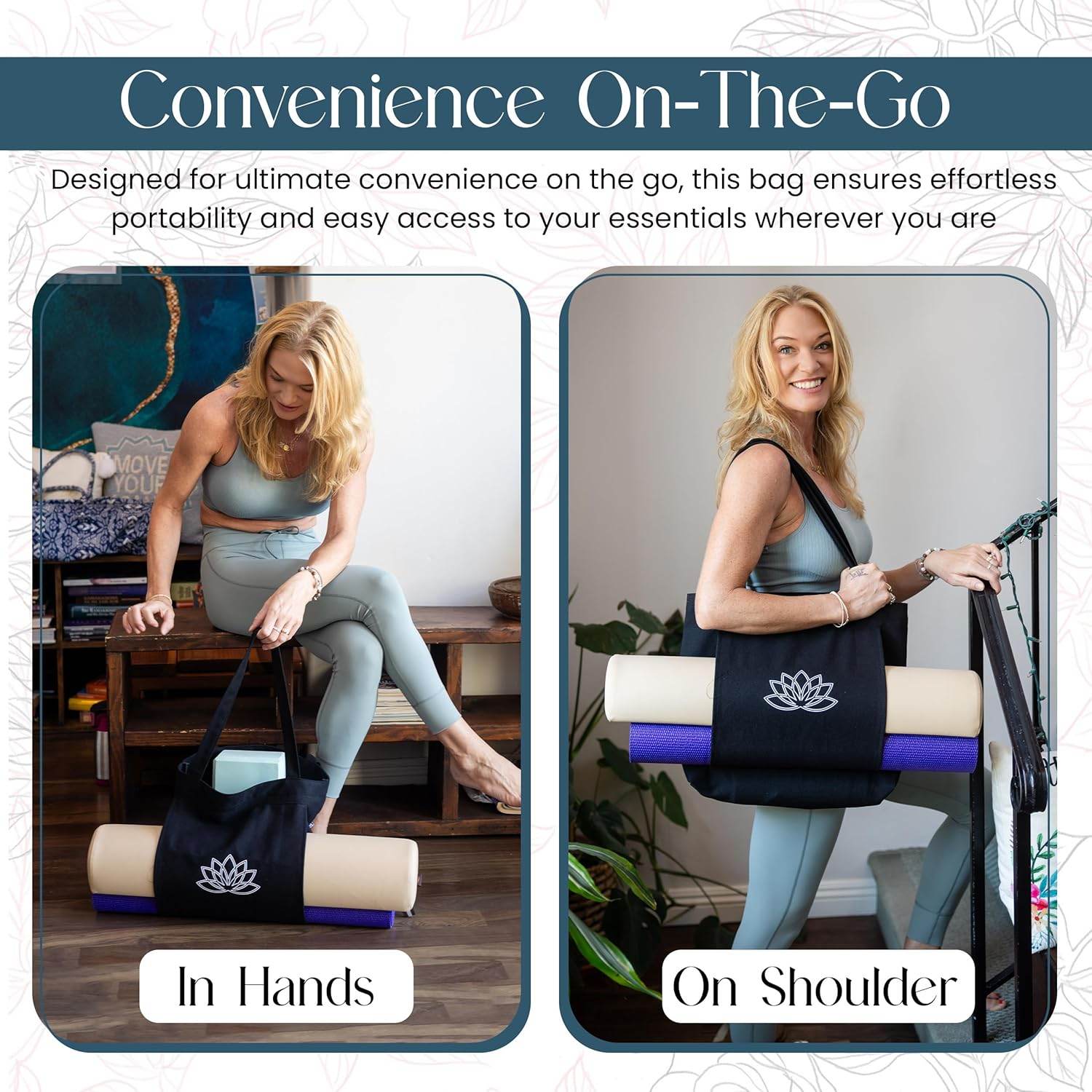 Yoga Mat Carrier - Women's Workout Bag - Gym Tote for Yoga Mat & Accessories - zenfulharmony.com