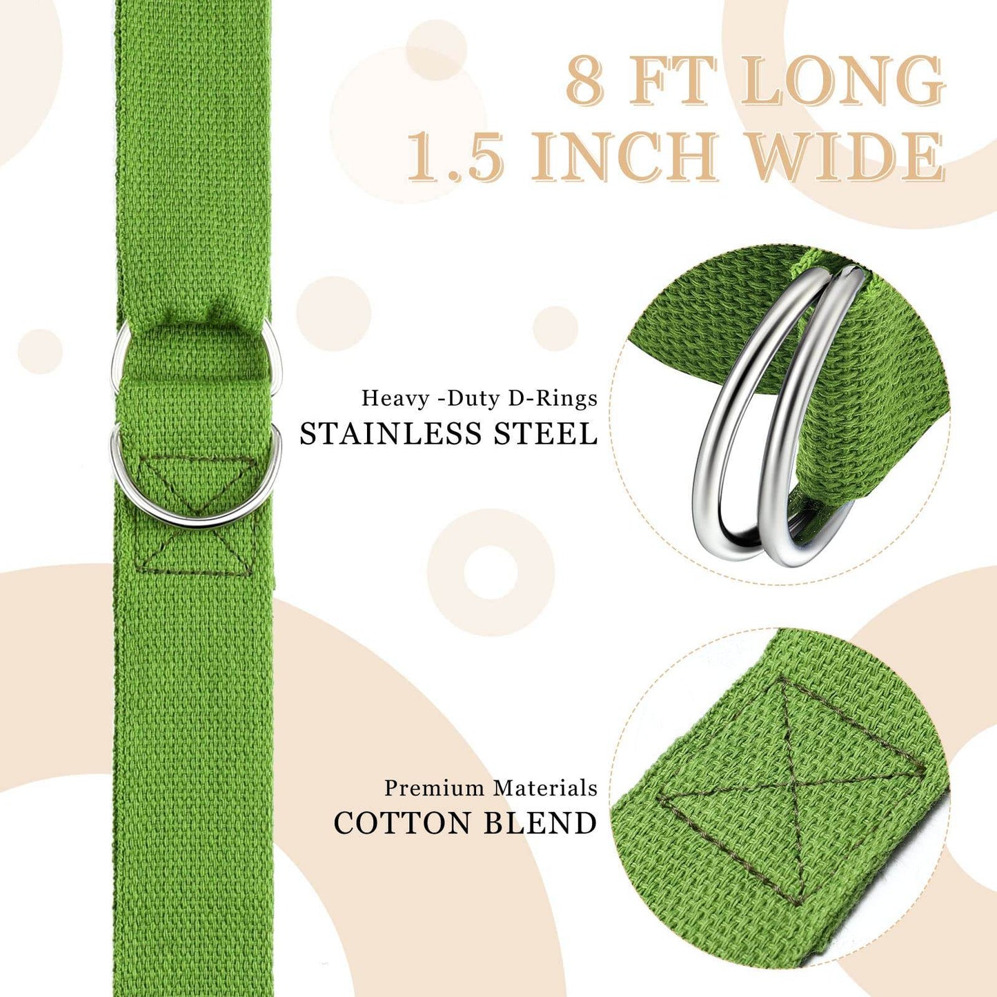 6 Pcs Yoga Strap for Stretching 8 Ft Yoga Exercise Adjustable Straps Yoga Bands with Safe Adjustable D Ring Buckle for Pilates Gym Workouts Yoga Fitness Improves Sitting Posture (Bright Color) - zenfulharmony.com