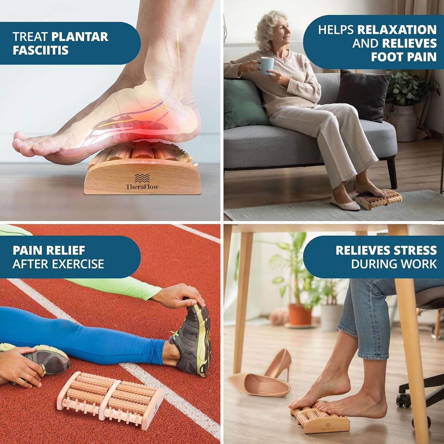 Foot Massager for Plantar Fasciitis | Christmas Gifts for Women and Men | Foot Massager for Neuropathy and Foot Roller | Plantar Fasciitis Relief and Last Minute Gifts for Mom and Dad by Theraflow - zenfulharmony.com