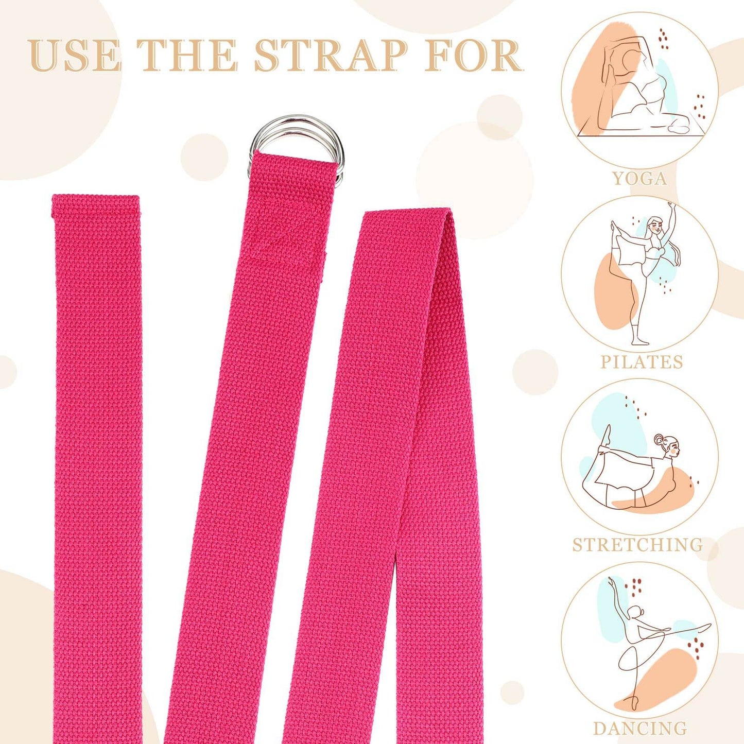 6 Pcs Yoga Strap for Stretching 8 Ft Yoga Exercise Adjustable Straps Yoga Bands with Safe Adjustable D Ring Buckle for Pilates Gym Workouts Yoga Fitness Improves Sitting Posture (Bright Color) - zenfulharmony.com