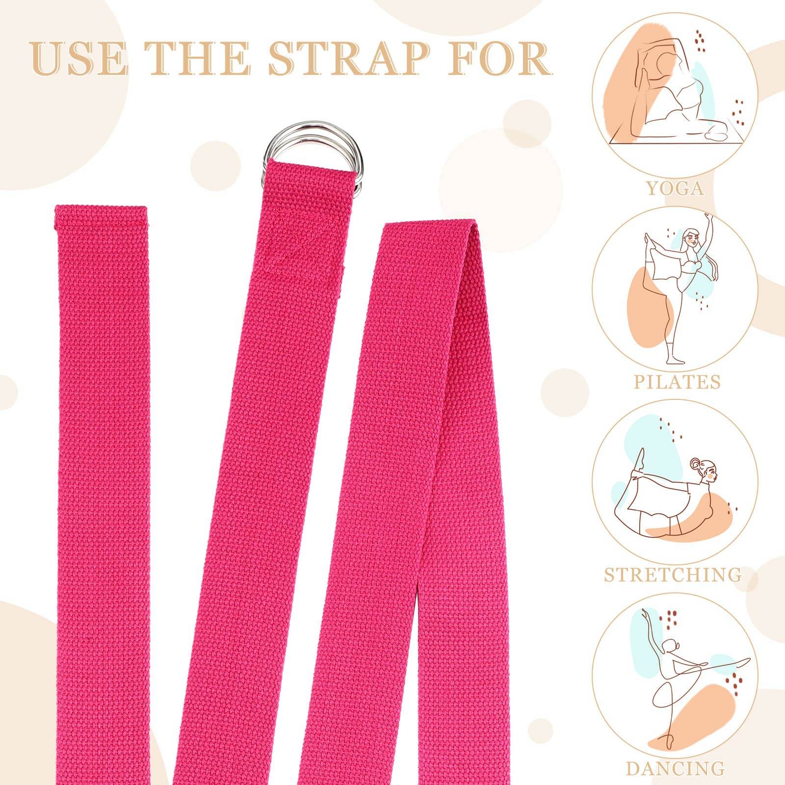 6 Pcs Yoga Strap for Stretching 8 Ft Yoga Exercise Adjustable Straps Yoga Bands with Safe Adjustable D Ring Buckle for Pilates Gym Workouts Yoga Fitness Improves Sitting Posture (Bright Color) - zenfulharmony.com