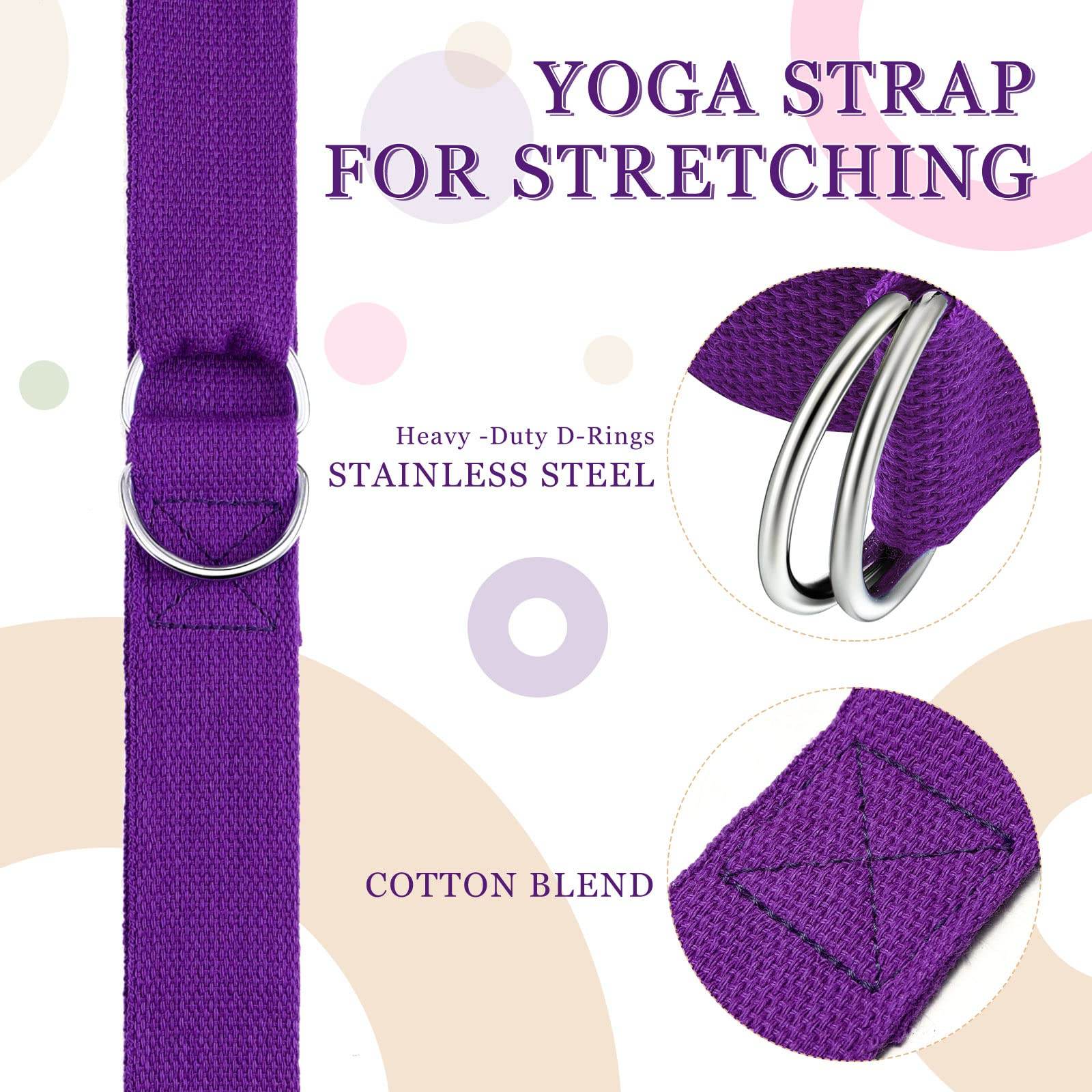 Leyndo 24 Pieces Yoga Strap for Stretching Yoga Exercise Adjustable Straps for Yoga Classes 6 Ft Non Elastic Yoga Belt with Adjustable D Ring Buckle for Pilates Gym Workouts Yoga Fitness (Bright) - zenfulharmony.com