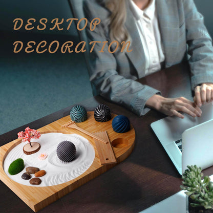 KERIDAZPLY Zen Garden Kit for Desk - DIY Sand Garden with Balls, Japanese Mini Zen Decor, Sand Tray Therapy Kit, Office Desktop Accessories - zenfulharmony.com