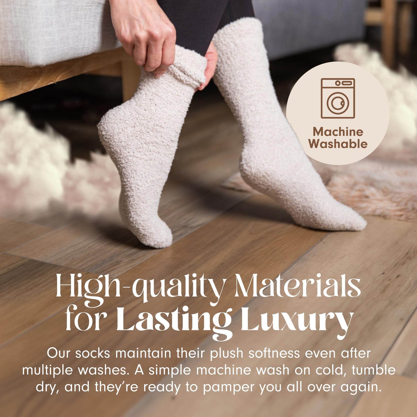 Cozy Sock For Women | Fuzzy Ultra-Luxe Cloud Sock Gifts For Women & Men | Warm & Cozy Fuzzy Unisex Sleep Socks | Super Soft Luxurious Fabric With Bonus Travel Tote, (Stone, 1 Pair) - zenfulharmony.com