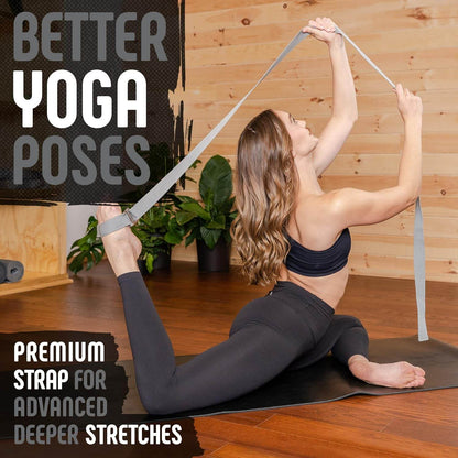 Gradient Fitness Yoga Strap, Friction-Less Easy-Feed Buckle, Super Soft Cotton/Polyester Blend Webbing, Free eGuide. (8 Feet) - zenfulharmony.com