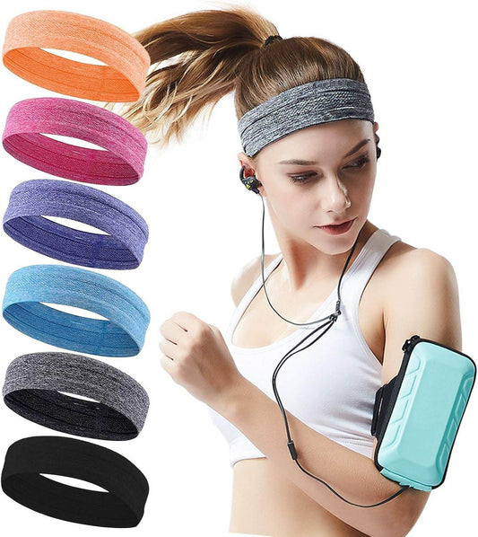 6Pack Sweat Bands Headbands for Women Workout, Women's Fashion Non Slip Headband, Moisture Wicking Sweatband for Sports Running Athletic Yoga - zenfulharmony.com