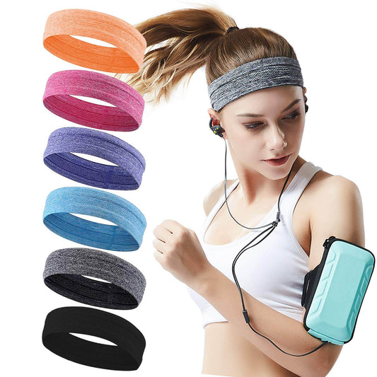 QiShang 6Pack Sweat Bands Headbands for Women Workout, Women's Fashion Non Slip Headband, Moisture Wicking Sweatband for Sports Running Athletic Yoga - zenfulharmony.com