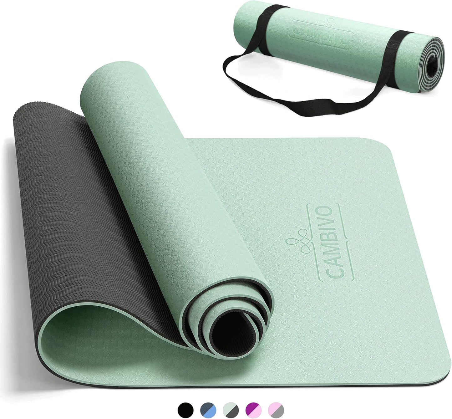CAMBIVO Yoga Mat for Women Men Kids, 1/3 & 1/4 & 2/5 Inch Extra Thick Yoga Mat Non Slip, 72" x 24" TPE Yoga Mats, Workout Mat with Carrying Strap for Yoga, Pilates and Floor Exercises - zenfulharmony.com