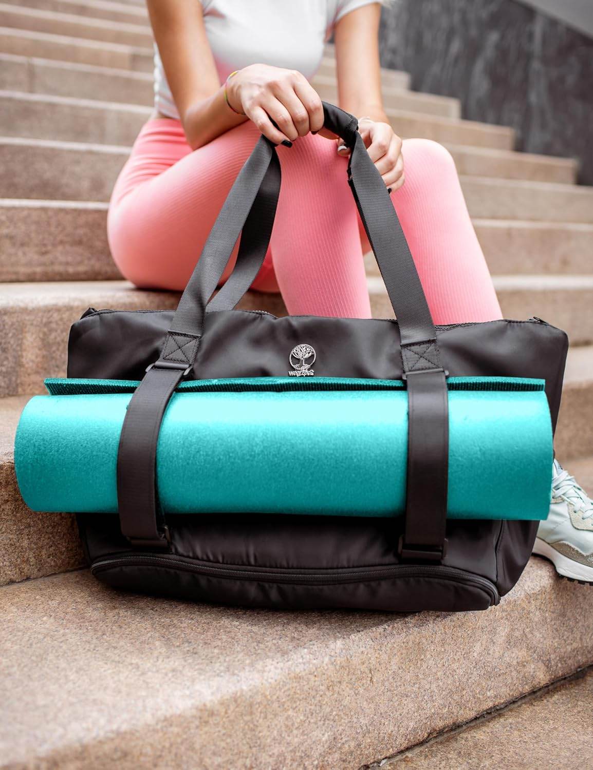 Yoga Mat Carrier - Expandable, Built-In Mat Straps, Water & Shock Resistant Laptop Pocket. Yoga Travel Bag with Luggage Sleeve, Gym Bags For Men & Women, Large Yoga Mat Tote Bag - zenfulharmony.com