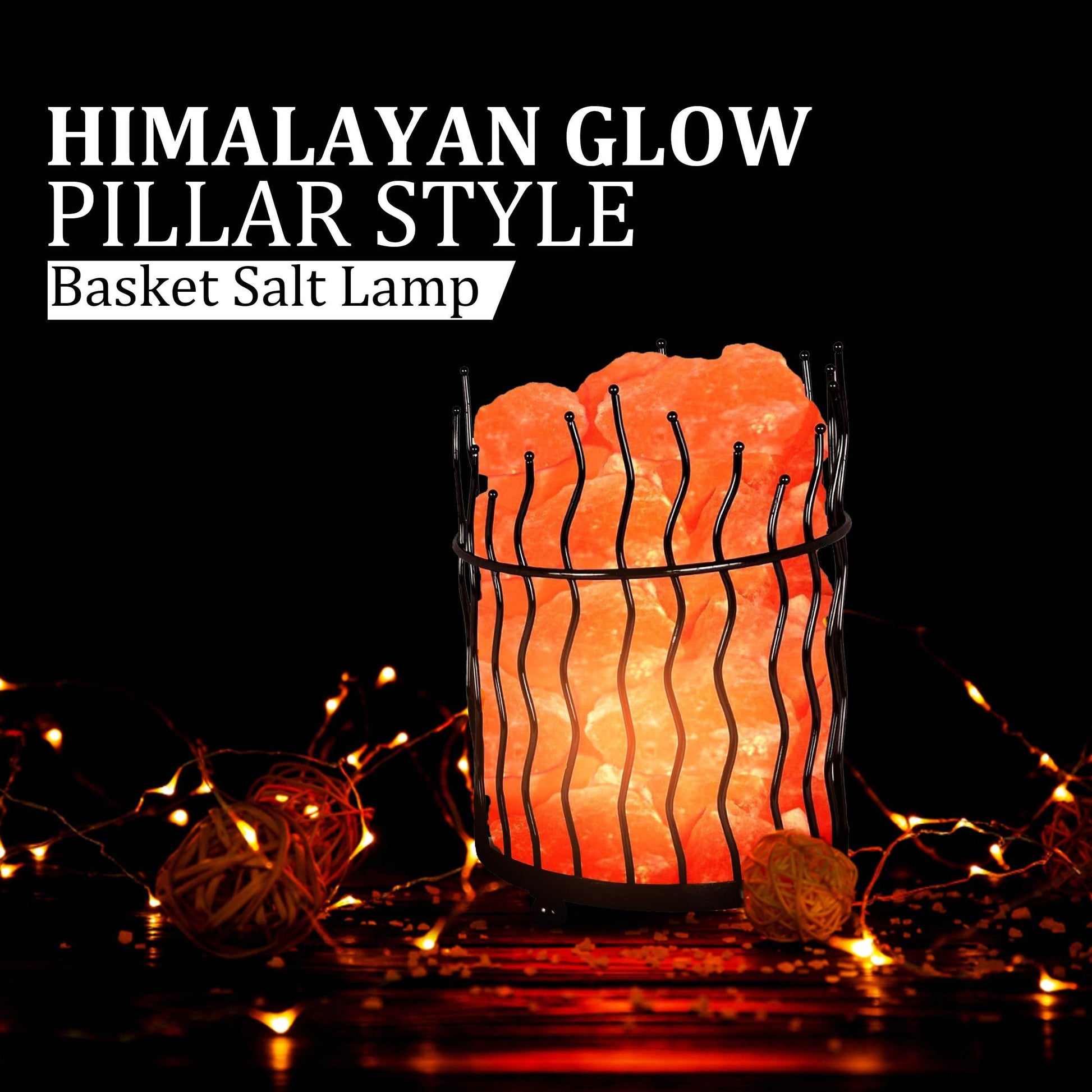 Natural Himalayan Salt , Tall Round Metal Basket lamp with Dimmer Switch | 8-10 lbs - zenfulharmony.com
