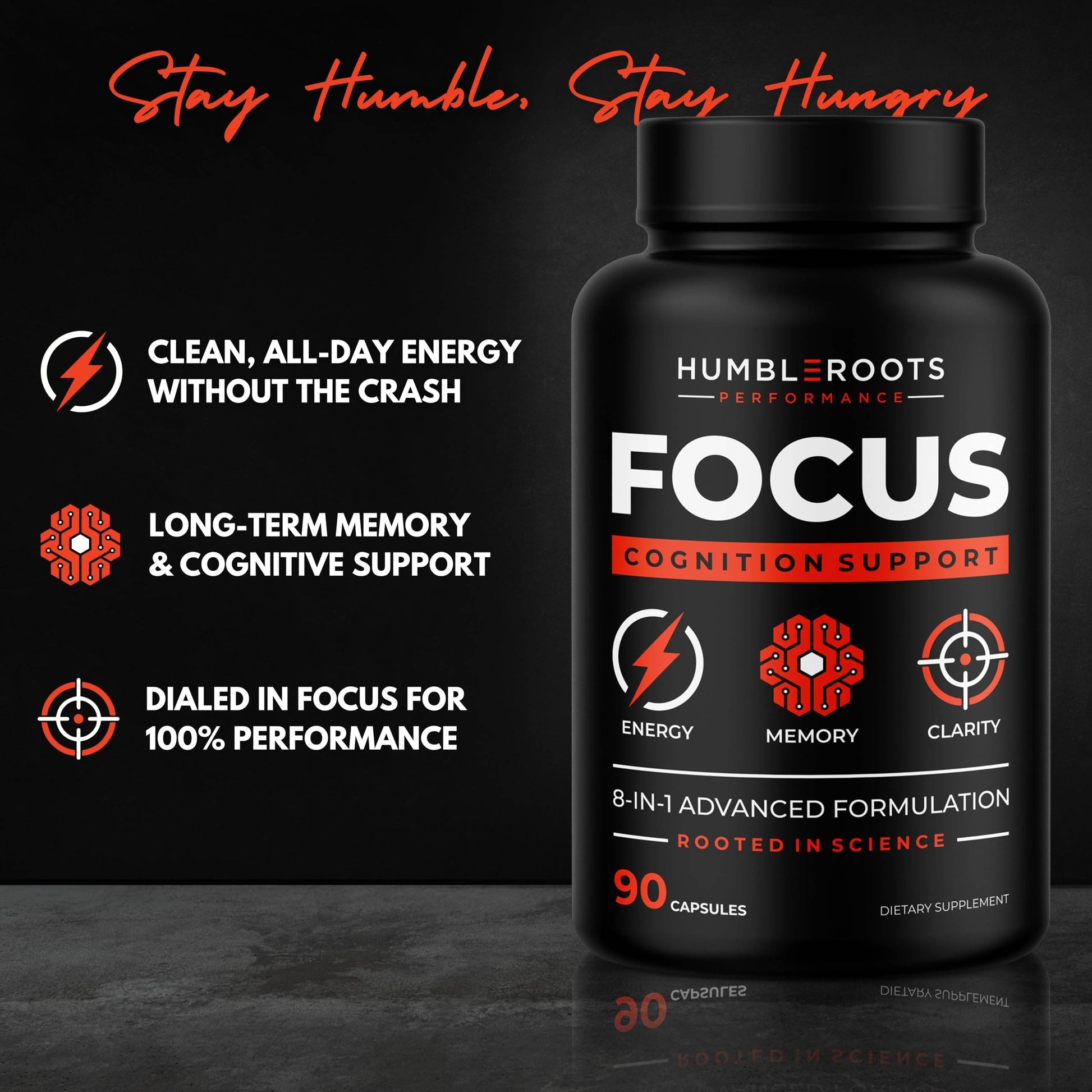 8-IN-1 Focus and Energy Supplements, Nootropic Memory Supplement for Brain Health | Organic Lion's Mane & Rhodiola | Cognizin Citicoline & CognatiQ | Caffeine & L-Theanine | Huperzine-A & Vitamin B12 - zenfulharmony.com