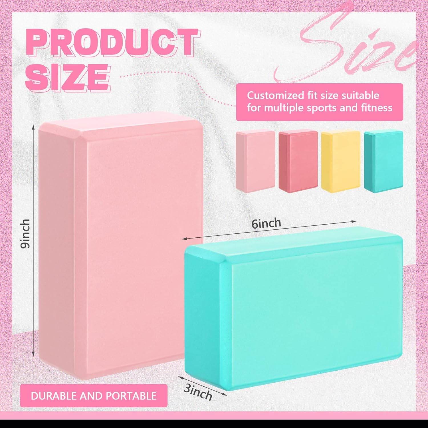 4 Pcs Yoga Blocks 9''x6''x3'' High Density Yoga Brick Foam EVA Lightweight Non Slip Supportive Foam Blocks for Pilates Stretching Meditation Women Men Yogi Beginners - zenfulharmony.com