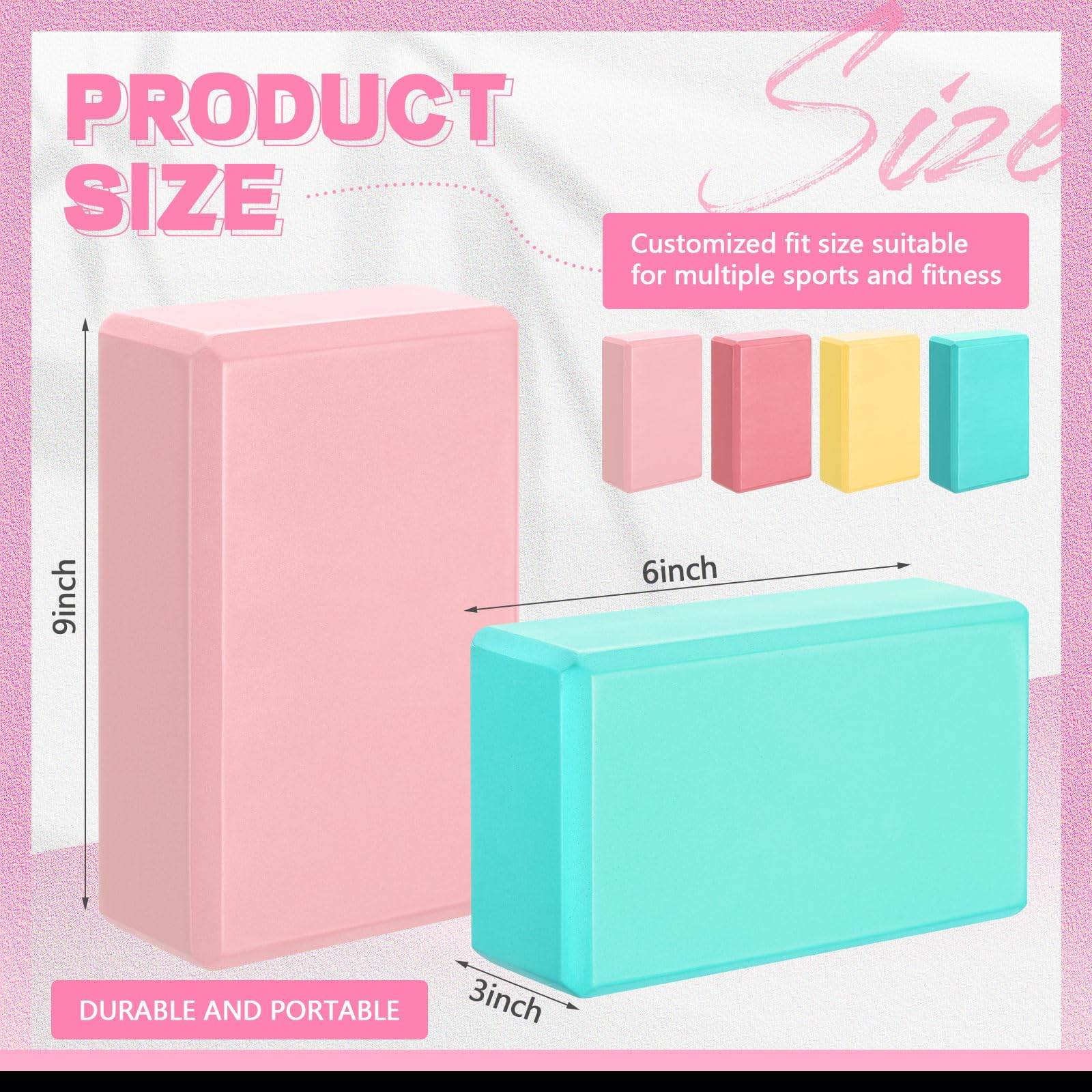 Arrowbash 4 Pcs Yoga Blocks 9''x6''x3'' High Density Yoga Brick Foam EVA Lightweight Non Slip Supportive Foam Blocks for Yoga Pilates Stretching Meditation Women Men Yogi Beginners (Macaron Color) - zenfulharmony.com