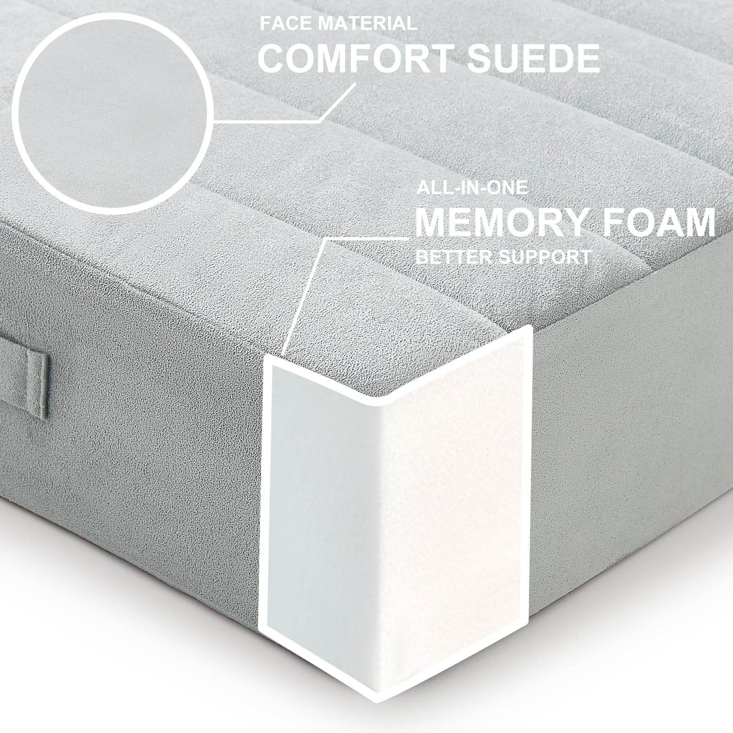 JKMAX 22 inches Floor Pillow for Adults - Large Meditation Cushion with Thick Foam & Soft Tufted Cover - Premium Outdoor Square Floor Cushion Seat - Yoga Pillows for Sitting On Floor - Light Gray - zenfulharmony.com