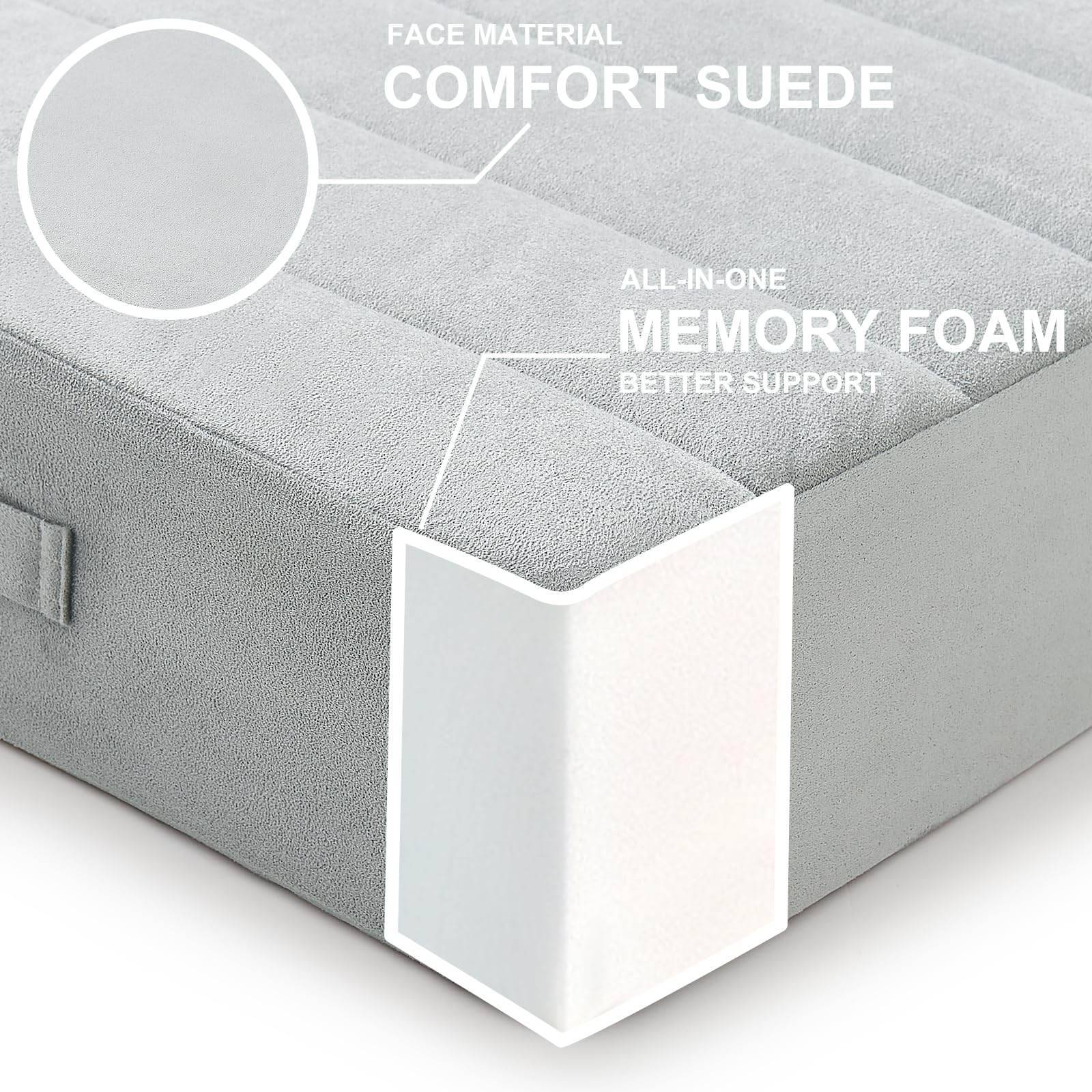 JKMAX 22 inches Floor Pillow for Adults - Large Meditation Cushion with Thick Foam & Soft Tufted Cover - Premium Outdoor Square Floor Cushion Seat - Yoga Pillows for Sitting On Floor - Light Gray - zenfulharmony.com