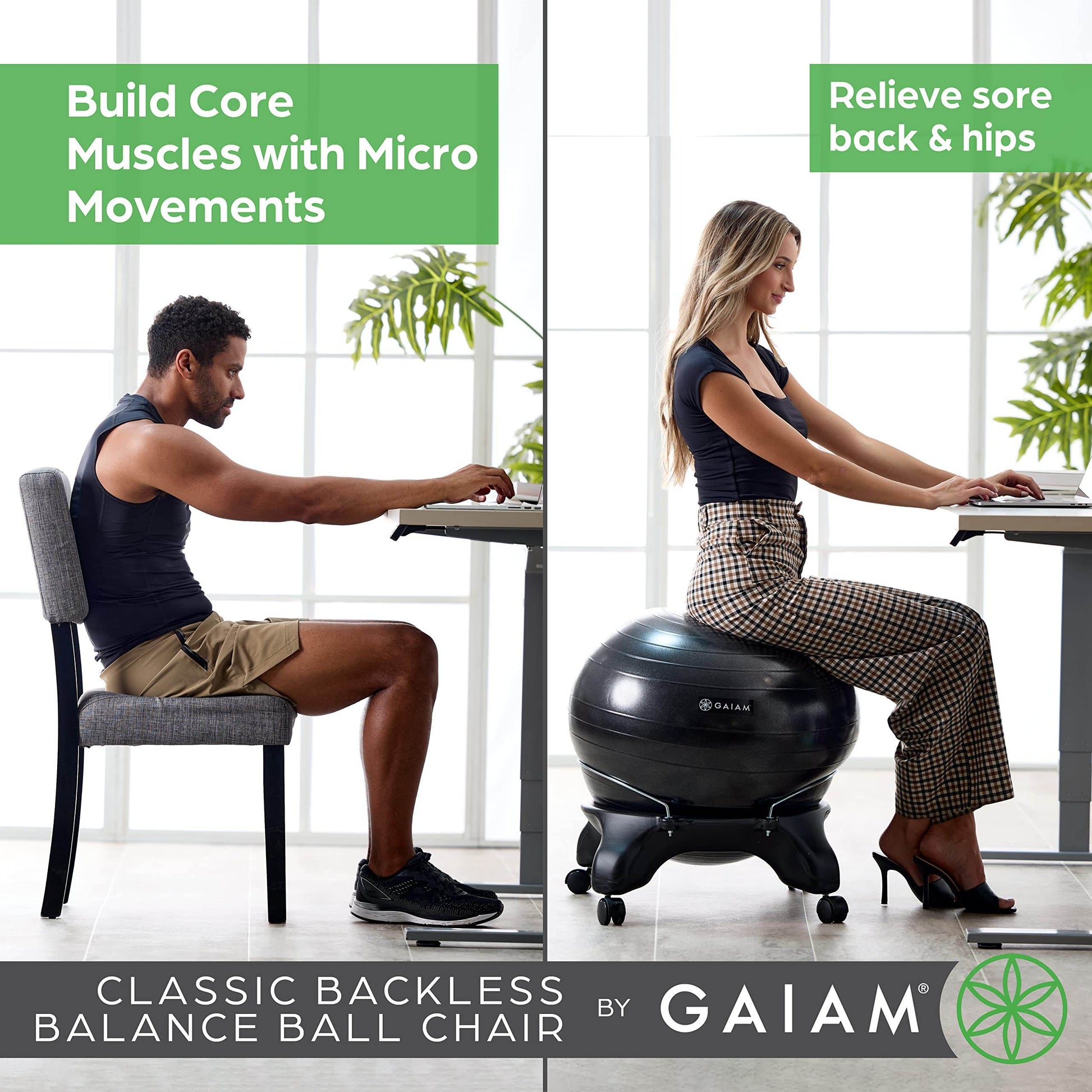 Gaiam Classic Backless Balance Ball Chair – Exercise Stability Yoga Ball Premium Ergonomic Chair for Home and Office Desk with Air Pump, Exercise Guide and Satisfaction Guarantee, Charcoal - zenfulharmony.com