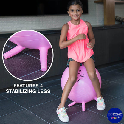 GoZone Kids Balance Ball Chair, Bounce Ball Desk Chair, Classroom Active Seating, 4 Stability Legs, includes Air Pump, Cat Design, Pink - zenfulharmony.com
