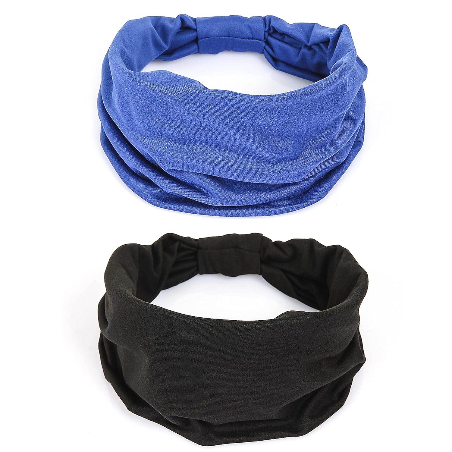 GILI 6 Pack Wide Headbands for Women Non Slip Soft Elastic Hair Bands Yoga Running Sports Workout Gym Head Wraps, Knotted Cotton Cloth African Turbans Bandana (with 6 Pcs Hair Ties) - zenfulharmony.com