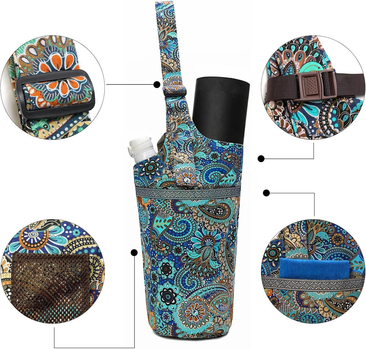 IwIeIaIrI Yoga Mat Bag with Large Size Pocket and Zipper Pocket，Yoga Bag Adjustable Shoulder Strap- Holds More Yoga Accessories - zenfulharmony.com