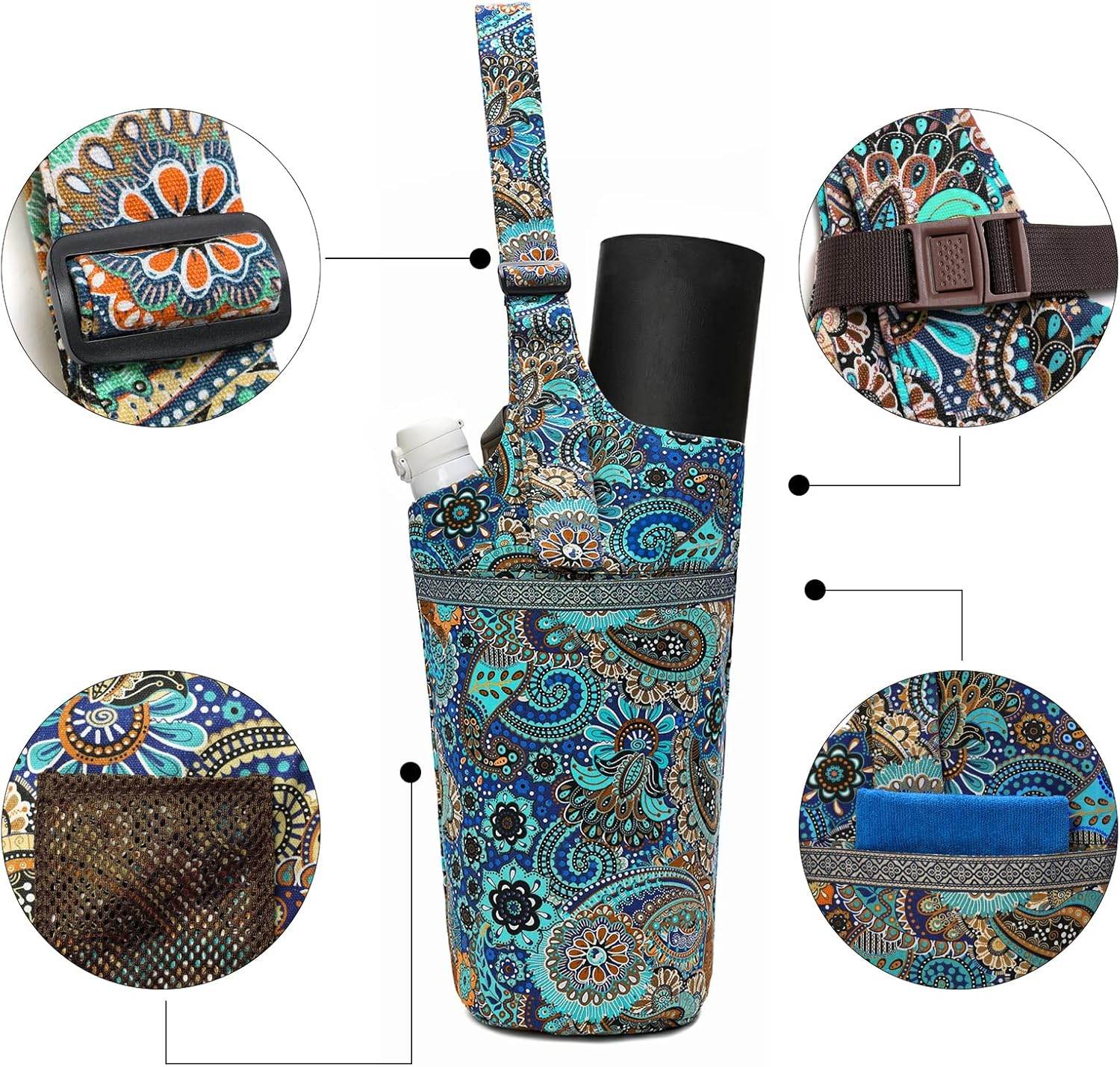 IwIeIaIrI Yoga Mat Bag with Large Size Pocket and Zipper Pocket，Yoga Bag Adjustable Shoulder Strap- Holds More Yoga Accessories - zenfulharmony.com